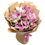 Букет из 9 орхидей нежный микс